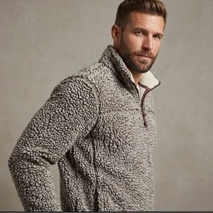 Grizzly Sherpa Brand  Men’s Quarter-Zip Fleece Pullover Small Gray Oatmeal Color